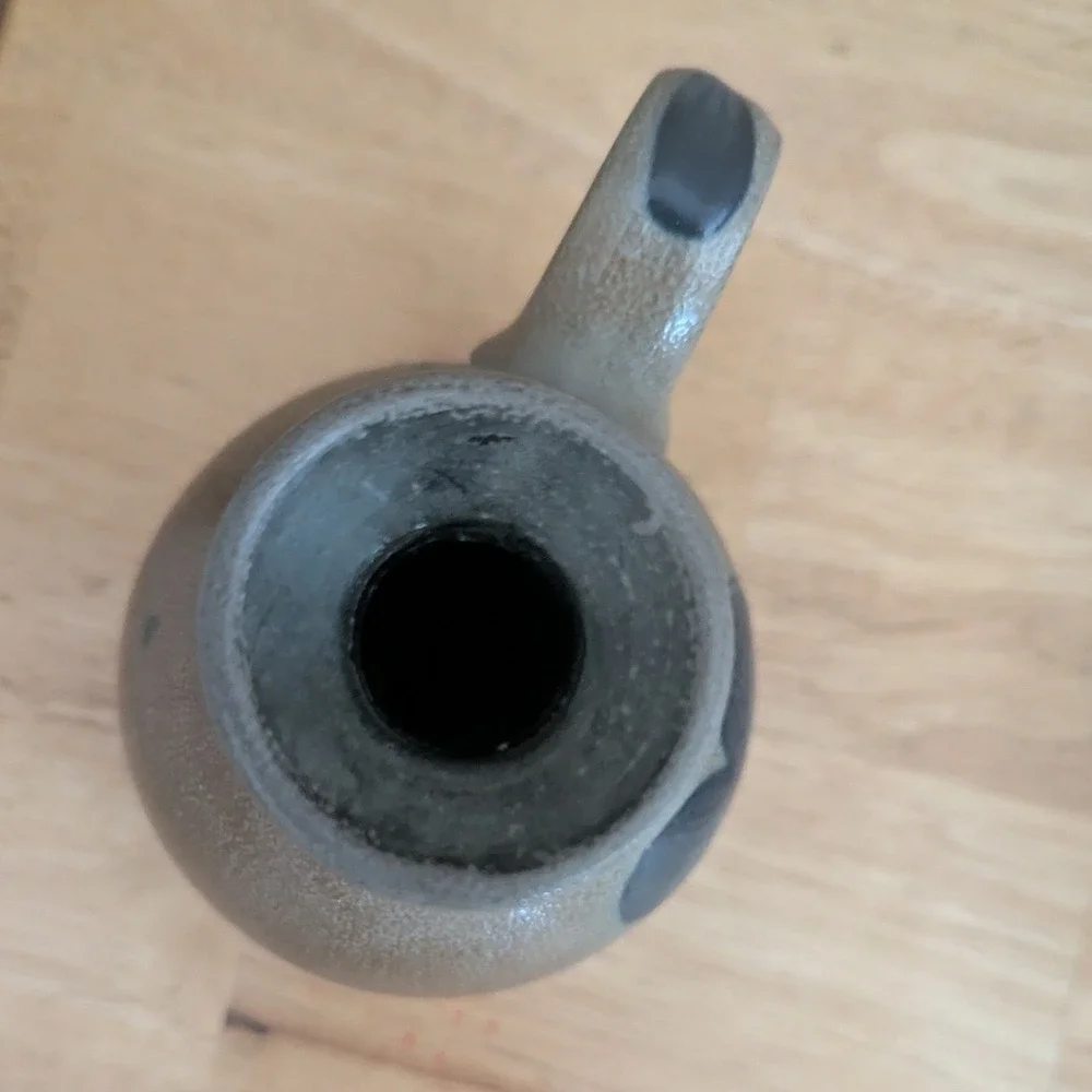 Rowe Pottery Works Salt Glazed Stoneware Heart Candlestick Chamber Handled 5